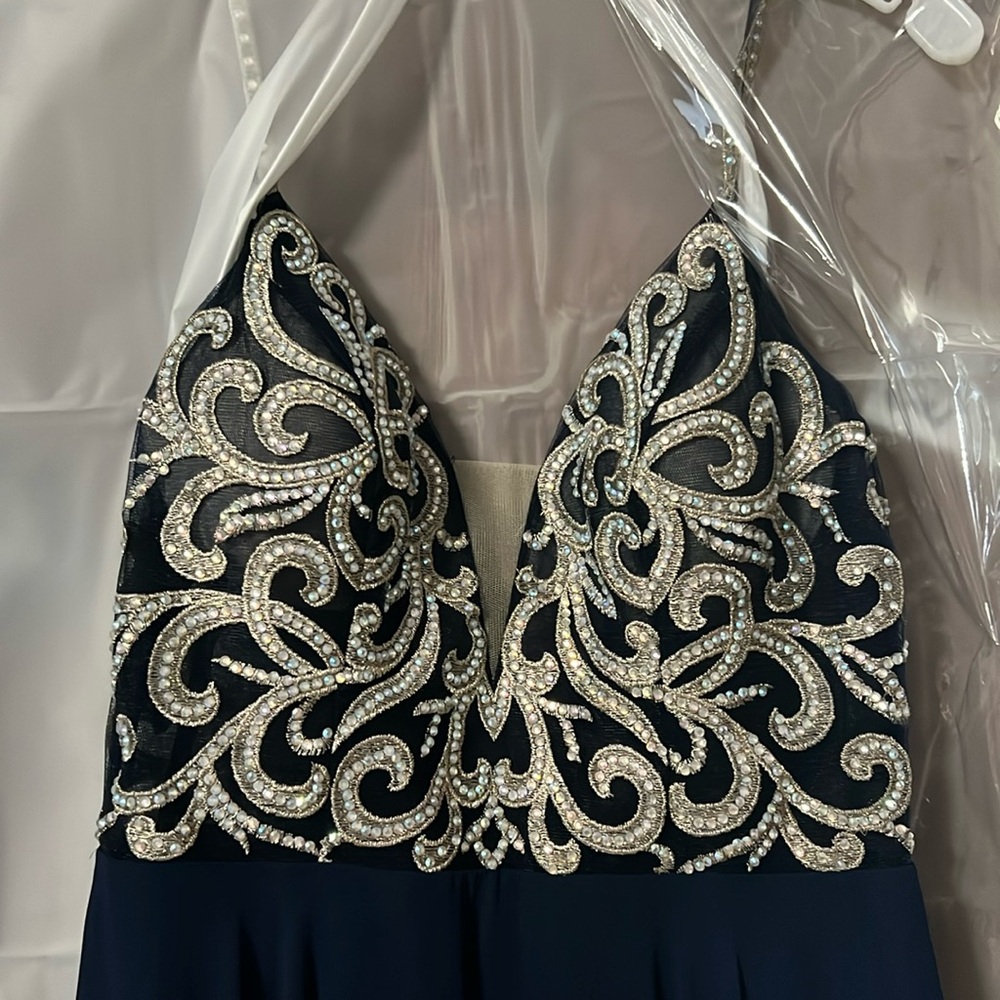 Women’s Formal Navy Blue Rhinestoned Dress